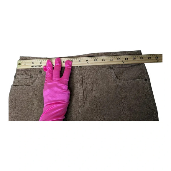 Tribal Womens Animal Print Brown Dotted Straight Leg Corduroy Pants Caramel 10 - Picture 10 of 13